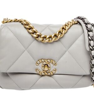 Lambskin Quilted Medium 19 Flap Grey